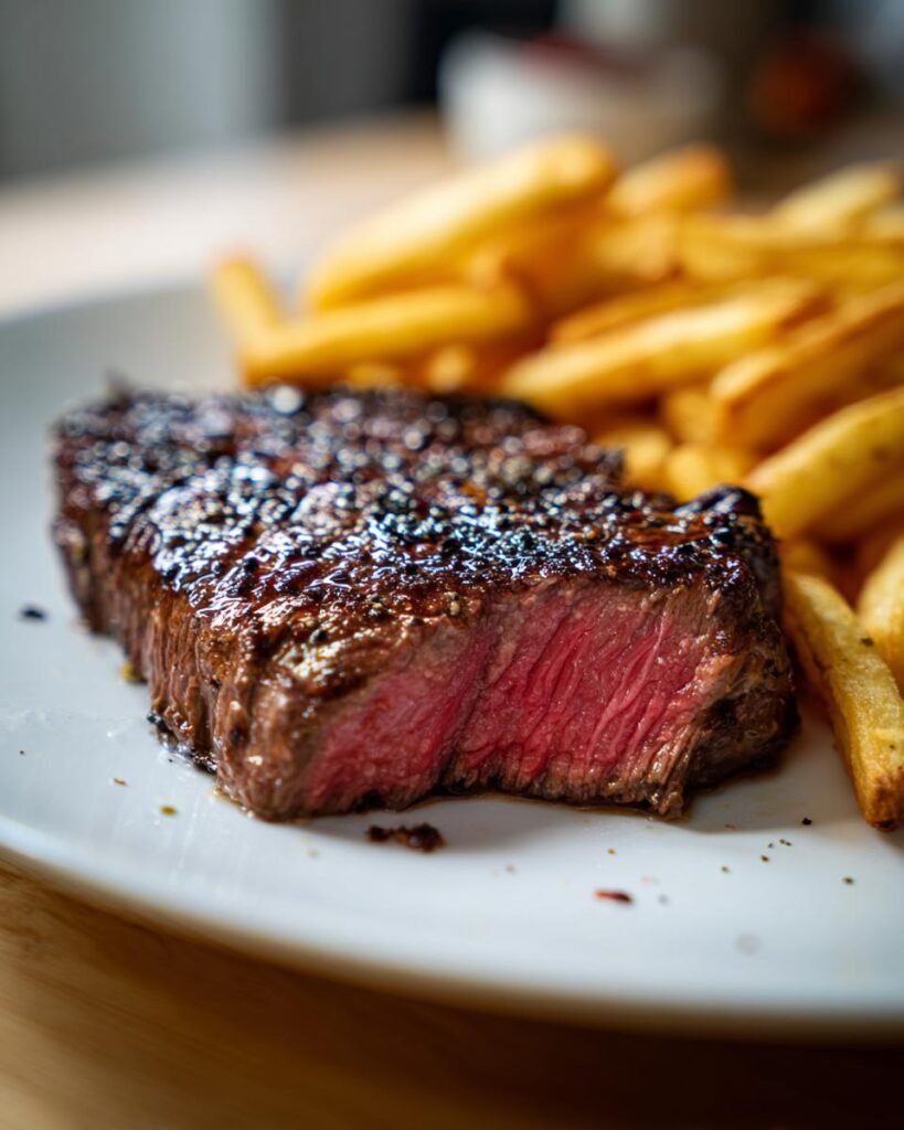 Beef steak with fries