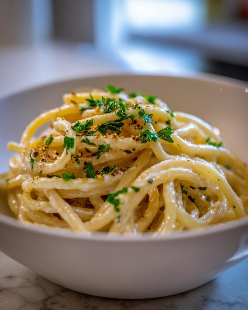 Bucatini pasta with creamy sauces (Italian trend)