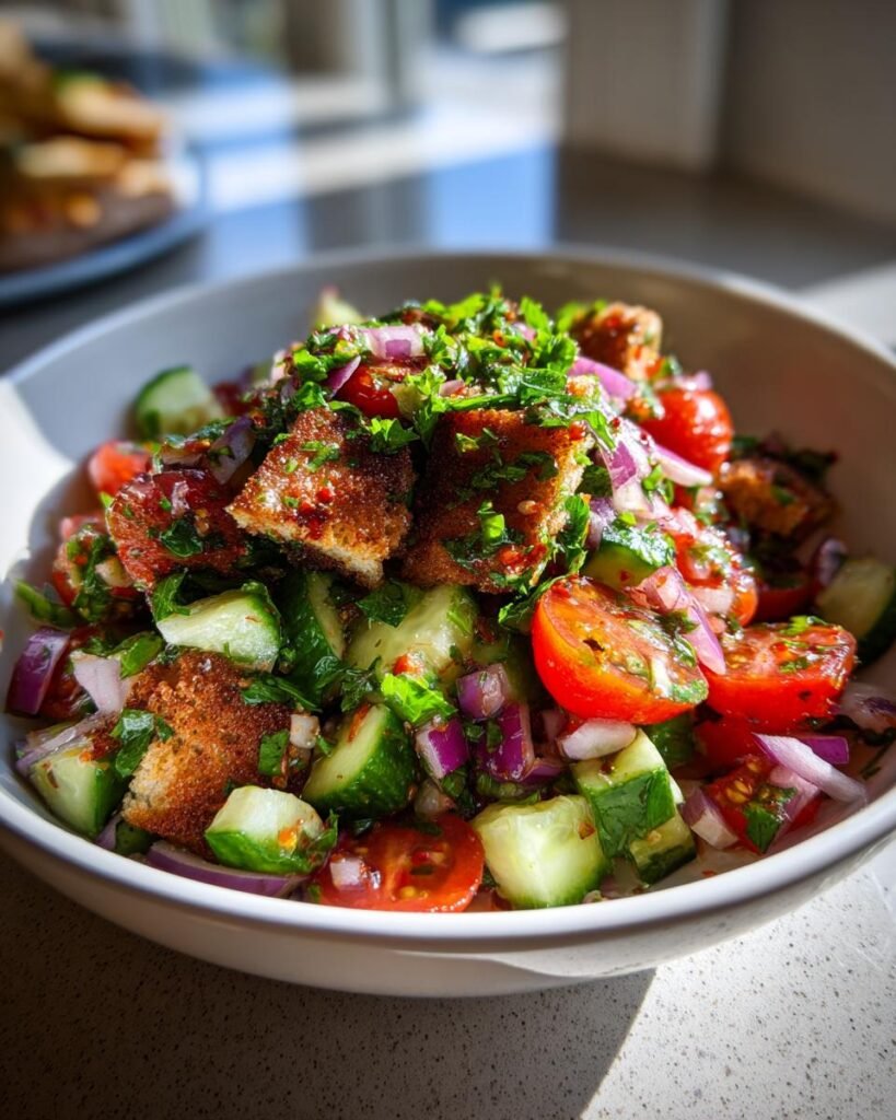 Fattoush salad with lemon-sumac dressing