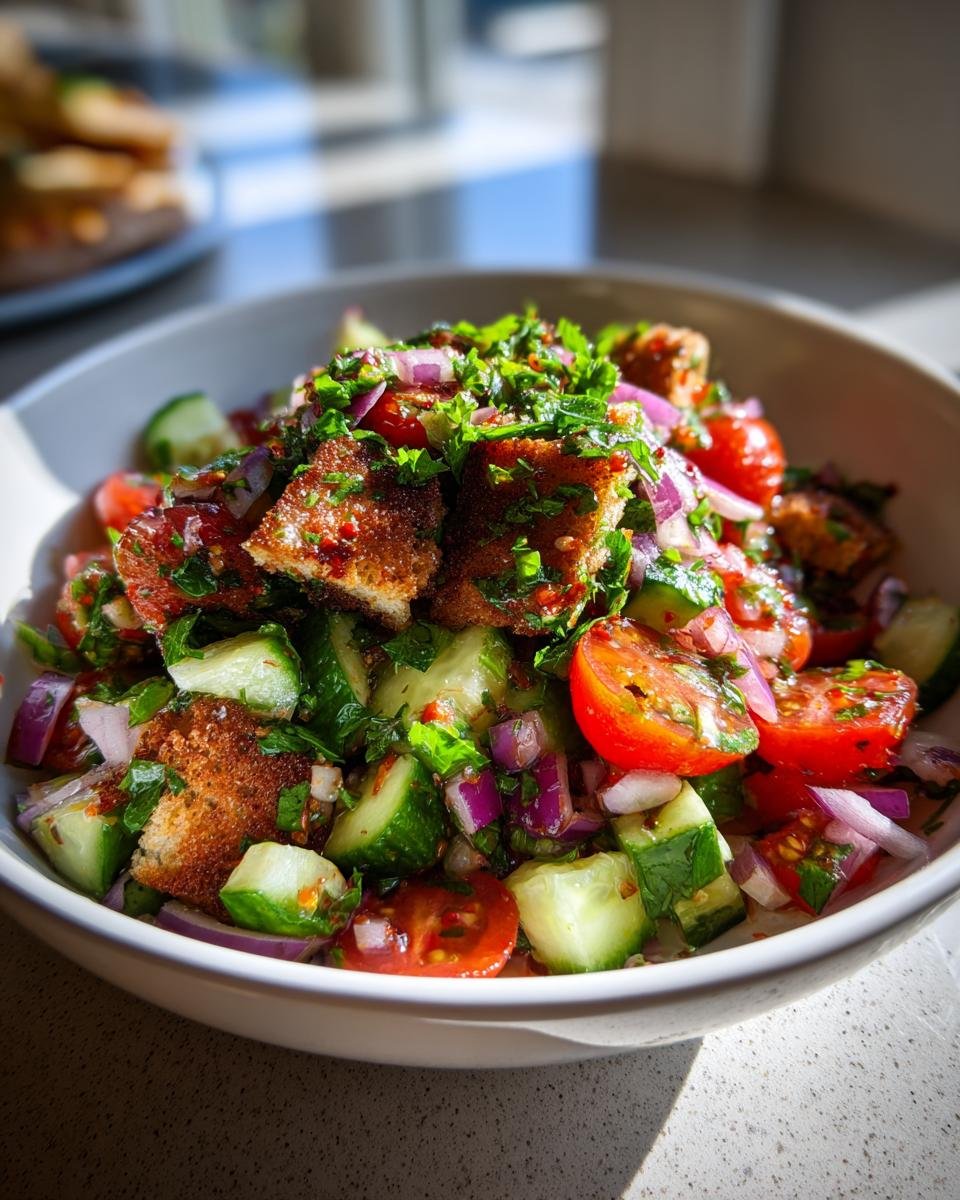 Fattoush salad with lemon-sumac dressing