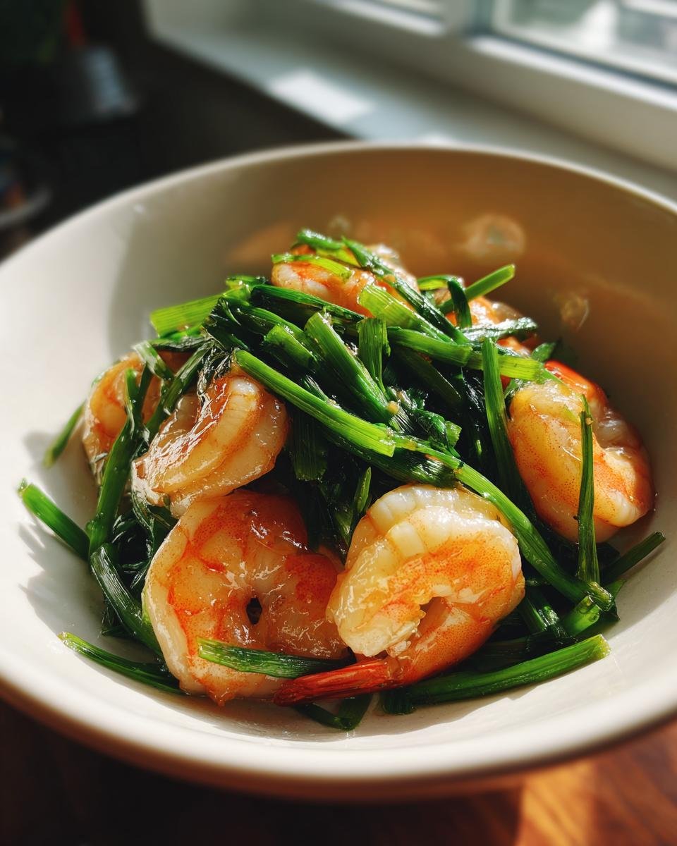 Garlic chive shrimp stir-fry - detail 1