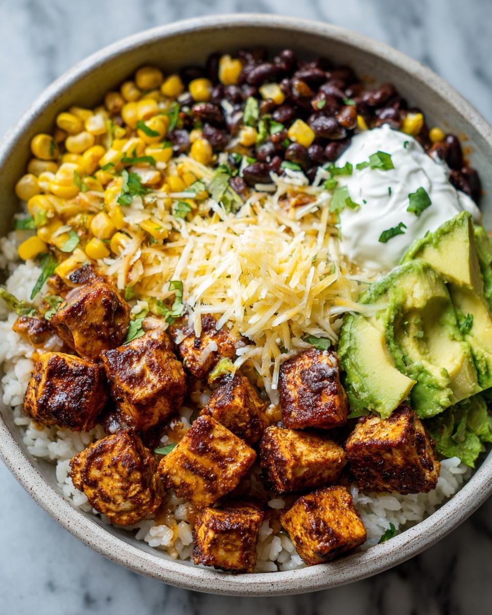 High-protein chicken burrito bowl - detail 1
