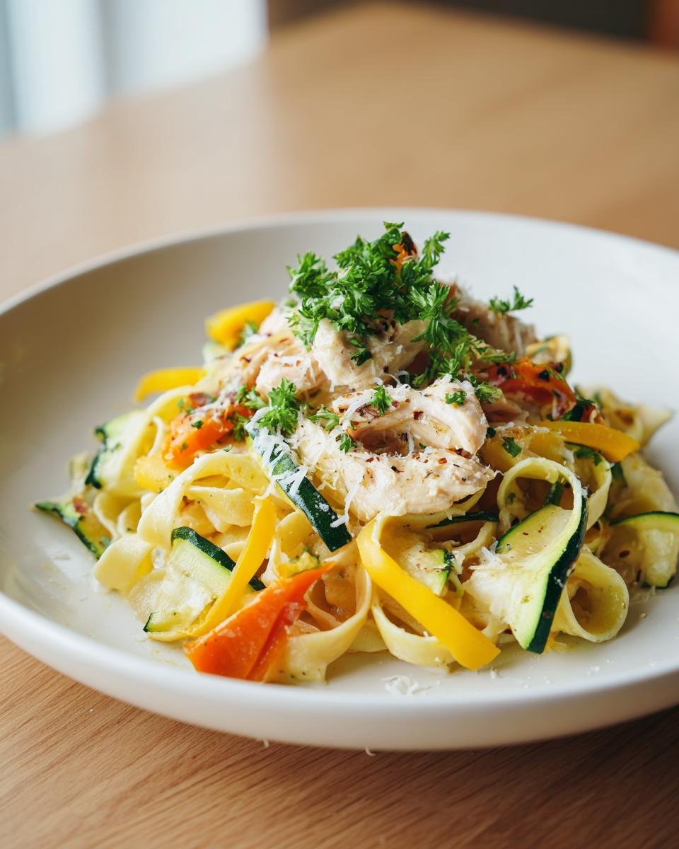 Lemon chicken pasta primavera (fresh seasonal dish) - detail 1