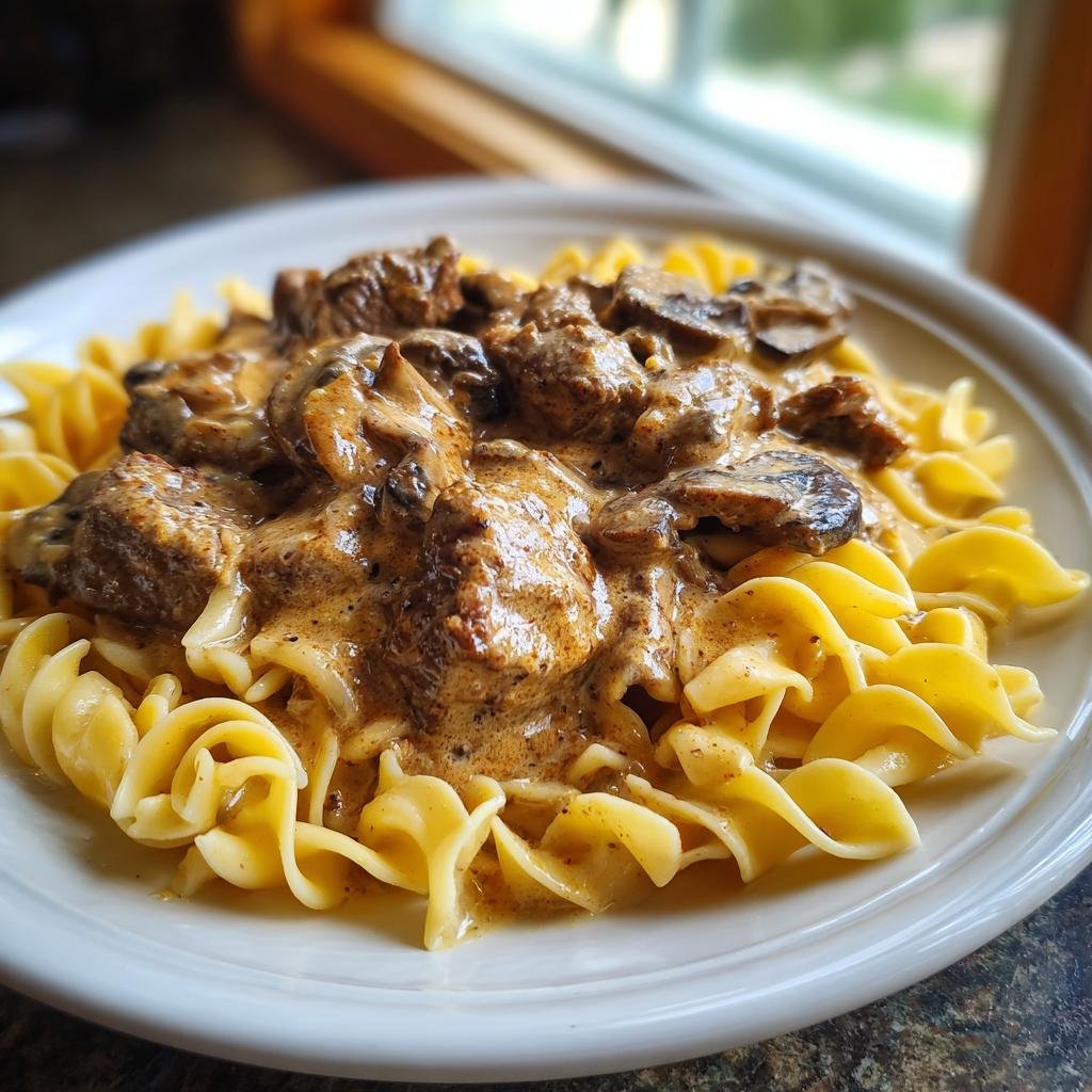Rinderstroganoff mit Eiernudeln - detail 1