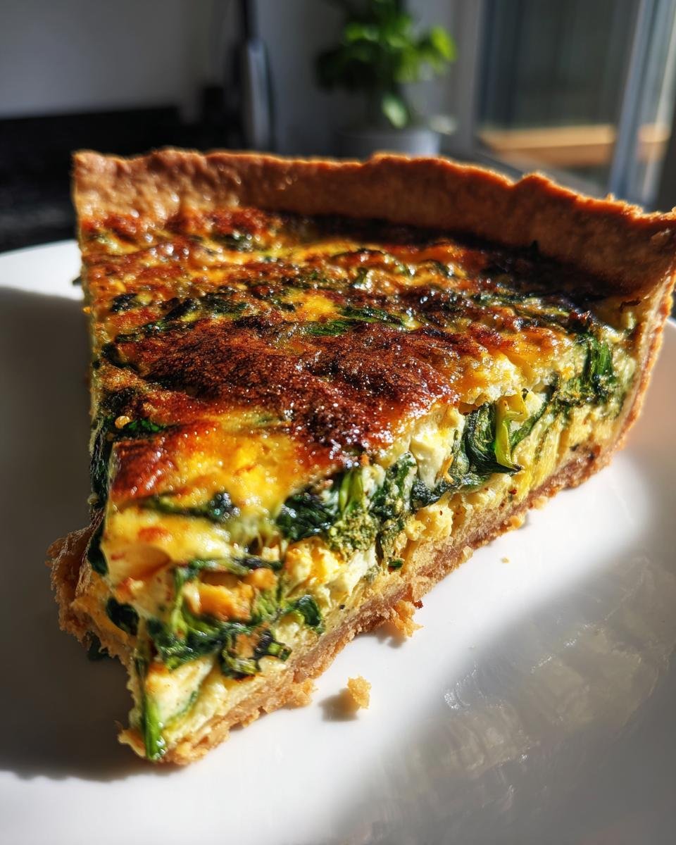 Spring quiche with spinach & cheddar - detail 1