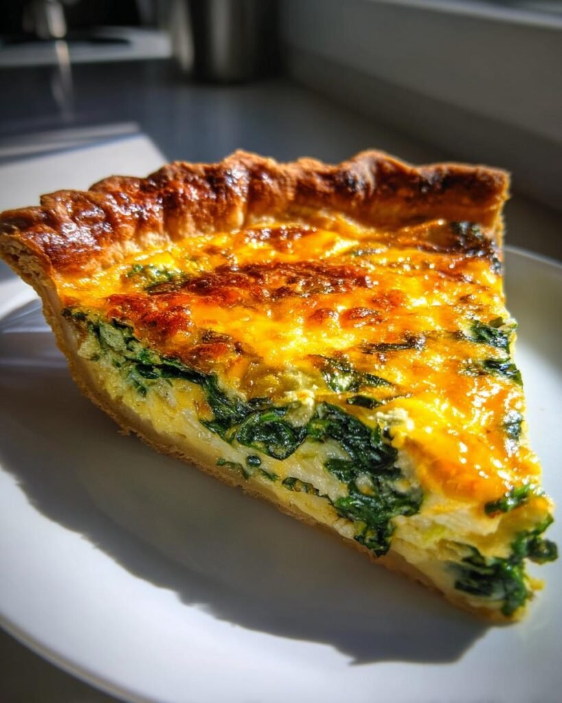 Spring quiche with spinach & cheddar