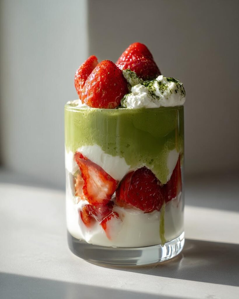 Matcha strawberry desserts (fusion trend)