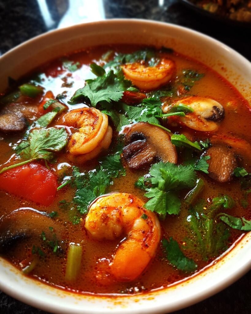 Thai tom yum shrimp soup